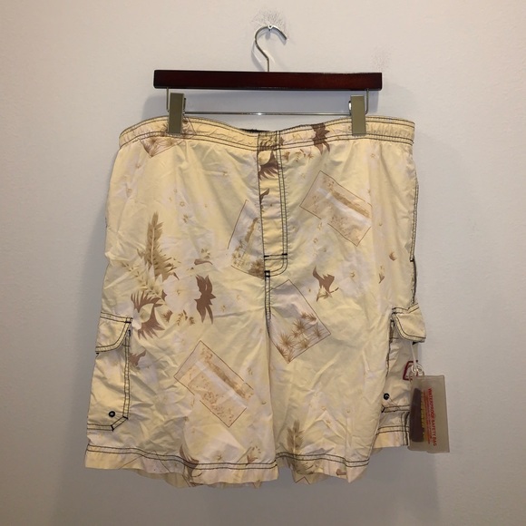 Caribbean Joe Yellow & Brown Swim Trunks sz XL - Picture 2 of 10